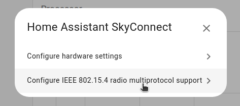 Screenshot showing the Configure IEEE 802.15.4 radio multiprotocol support option