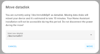 Select new datadisk dialog