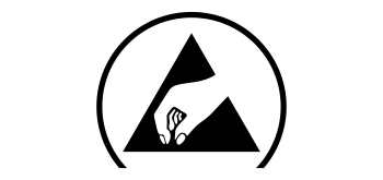 Icon indicating risk of electrostatic discharge (ESD), A triangle including a hand about to touch something
